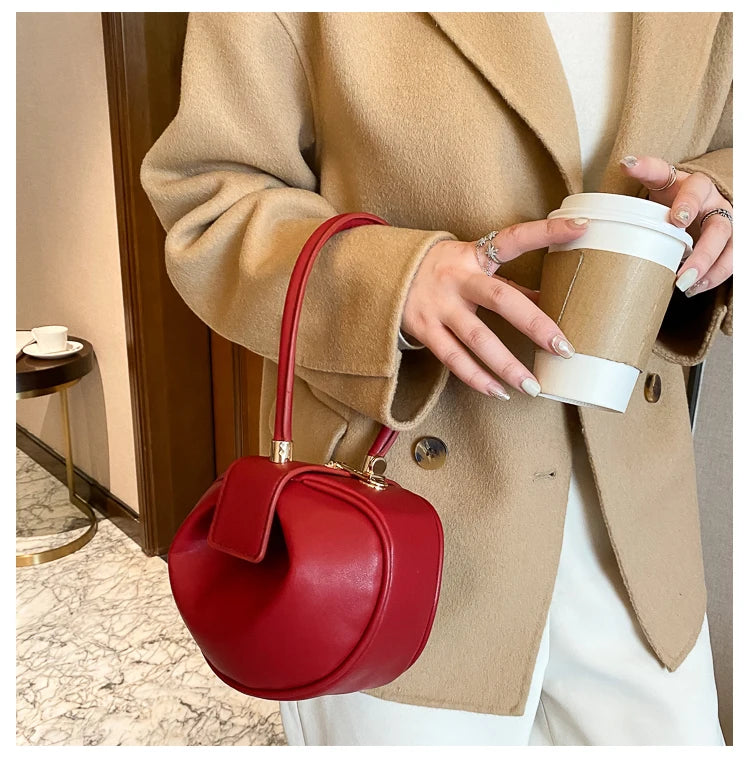 Round Ball Women's Handbag Brand Designer Bowling Bag PU Leather Mini Shoulder Bags Female Luxury Purse Fashion Armpit Bag