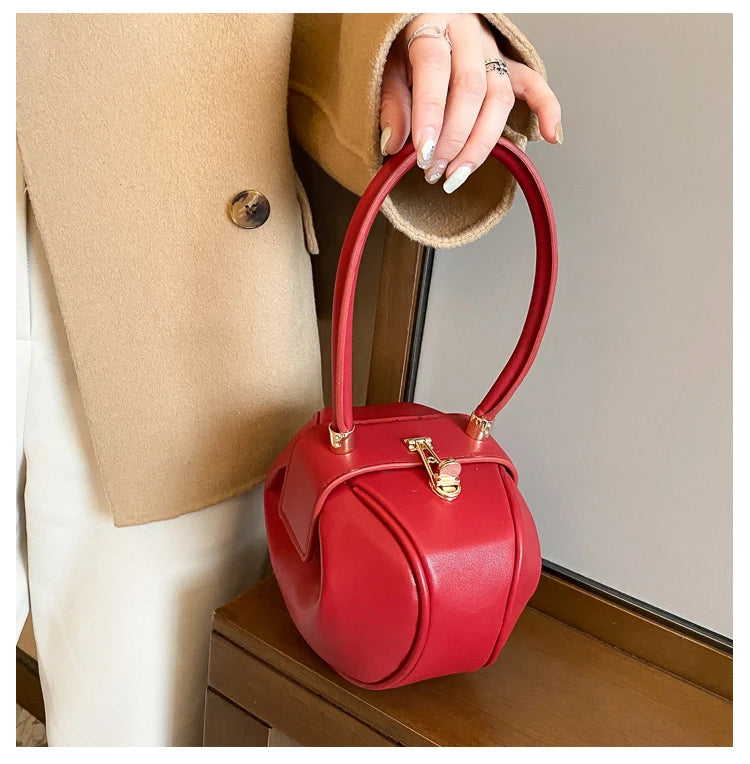 Round Ball Women's Handbag Brand Designer Bowling Bag PU Leather Mini Shoulder Bags Female Luxury Purse Fashion Armpit Bag
