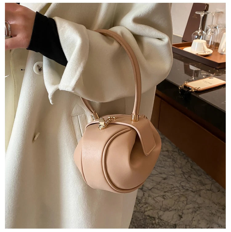 Round Ball Women's Handbag Brand Designer Bowling Bag PU Leather Mini Shoulder Bags Female Luxury Purse Fashion Armpit Bag
