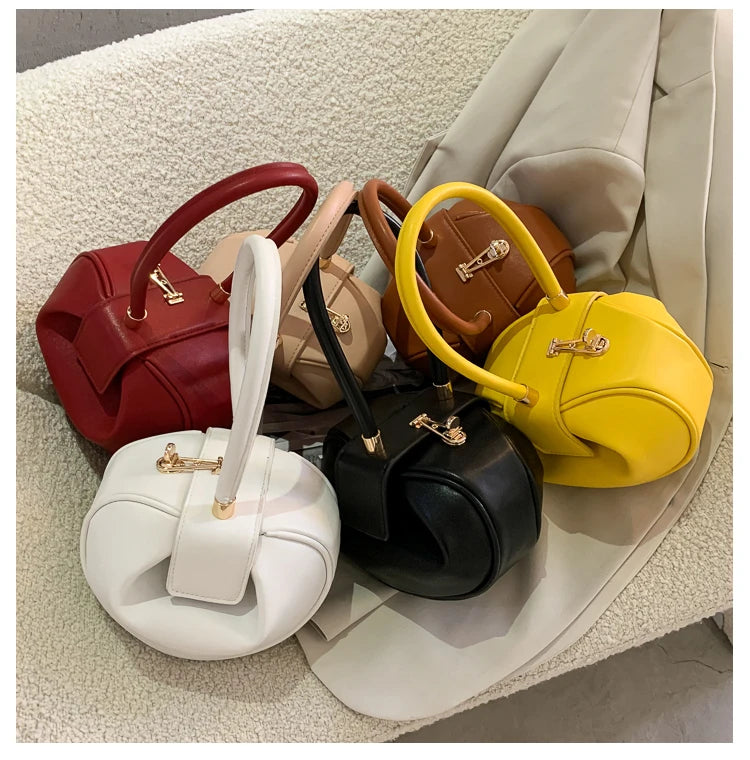 Round Ball Women's Handbag Brand Designer Bowling Bag PU Leather Mini Shoulder Bags Female Luxury Purse Fashion Armpit Bag