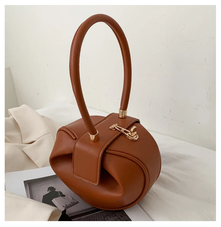 Round Ball Women's Handbag Brand Designer Bowling Bag PU Leather Mini Shoulder Bags Female Luxury Purse Fashion Armpit Bag