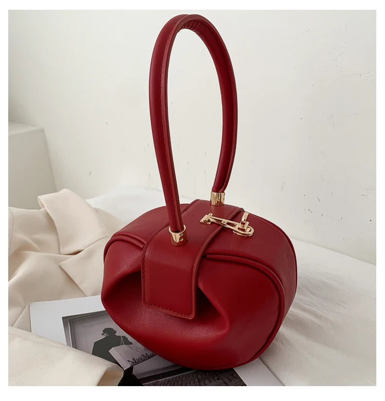 Round Ball Women's Handbag Brand Designer Bowling Bag PU Leather Mini Shoulder Bags Female Luxury Purse Fashion Armpit Bag