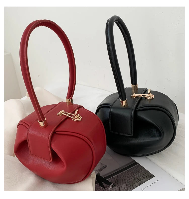 Round Ball Women's Handbag Brand Designer Bowling Bag PU Leather Mini Shoulder Bags Female Luxury Purse Fashion Armpit Bag
