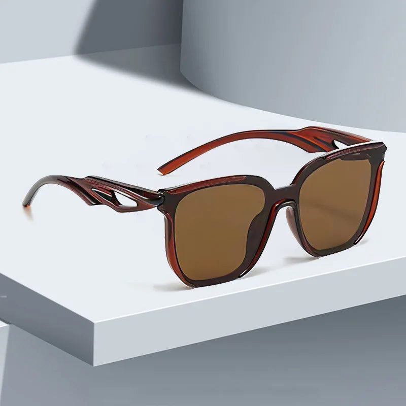 Sunglasses for Women Lightweight Fashionable Square Sunglasses Unique Wavy Leg Design Gradient Frame Versatile Women Glasses