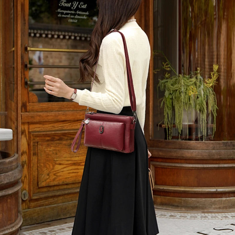 Fashion Women's Small Purse PU Leather Luxury Multi Layered Messenger Handbag