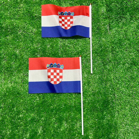 SKY FLAG Croatia hand Flag 10/20/50/100pcs 21*14cm Croatia Hand Waving Flags With plastic pole For Sports Activity Home Decor