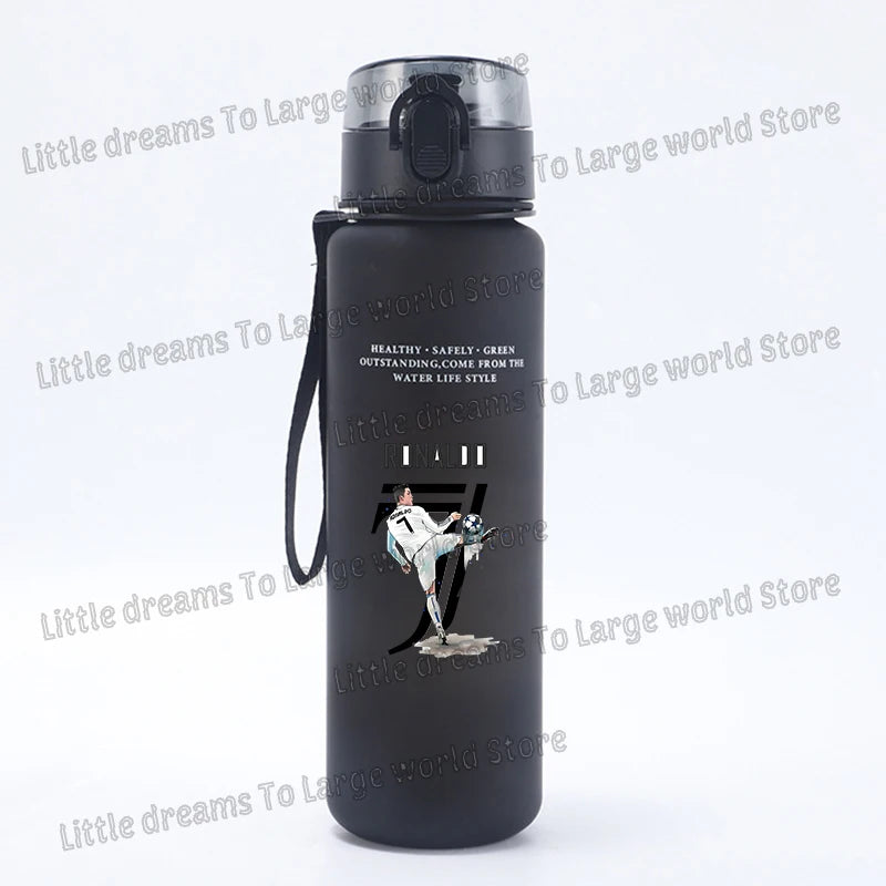 Football Cristiano Ronaldo Water Cup Portable 650ml Large Capacity Sports Plastic Drinking Bottle with Handle for Children Adult