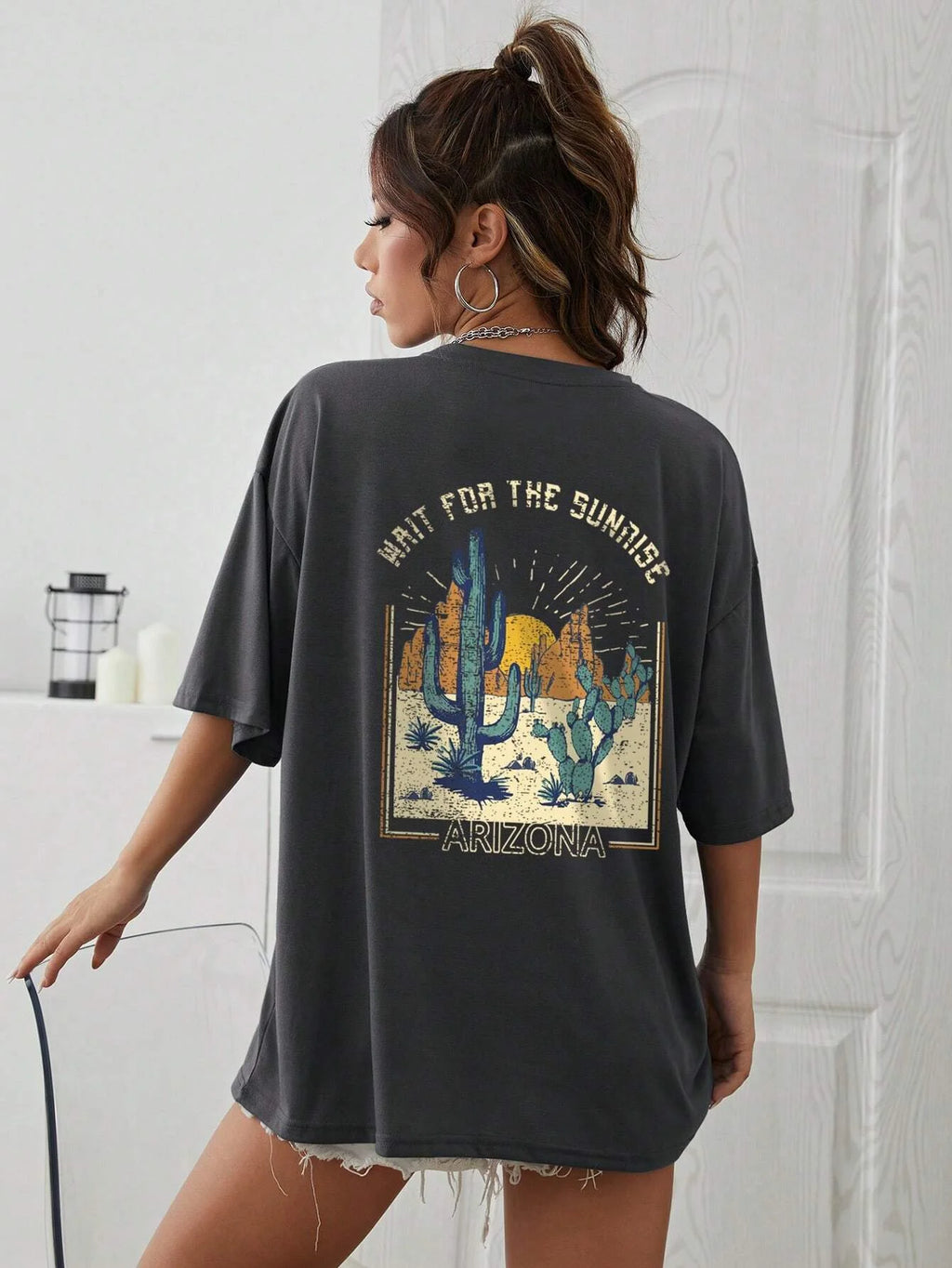 Wait For The Sunrise Print OVERSIZED T-SHIRT