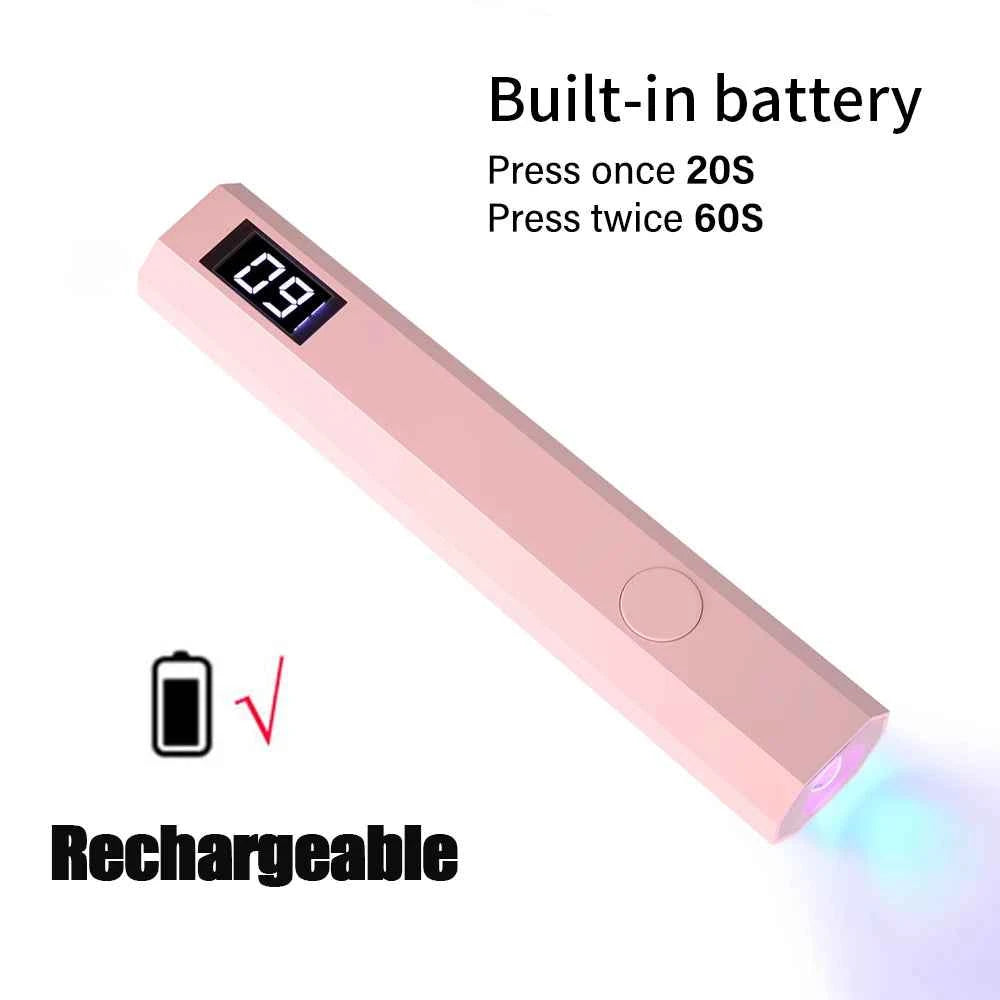 Handheld UV Light for Gel Nails Portable UV Nail Lamp Rechargeable LED Nail Lamp for Nails Art Desk Stand