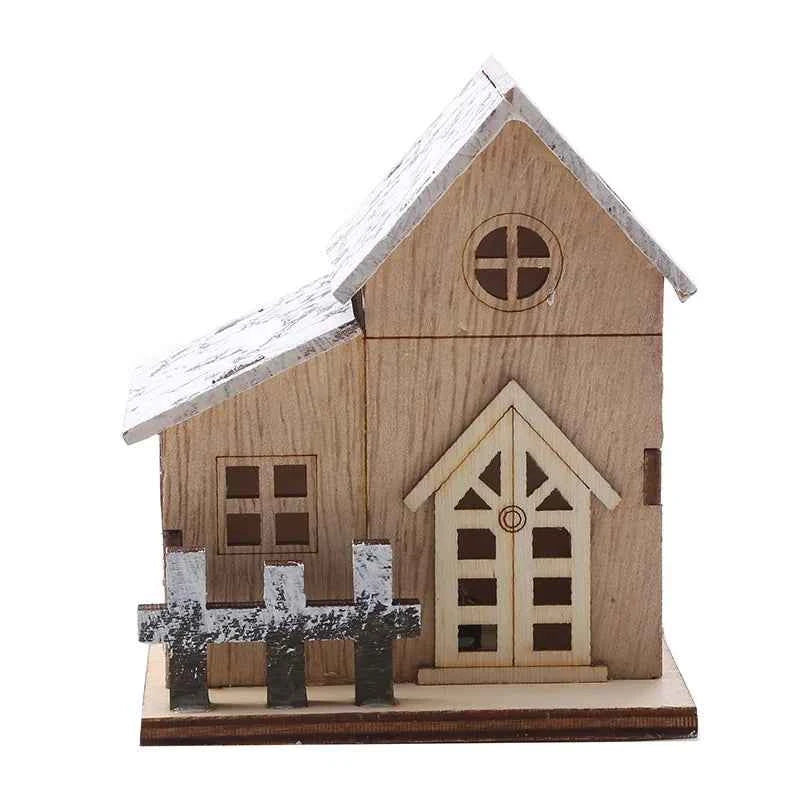 1pc Luminous Wooden House Ornaments, Christmas Decorations, Luminated LED Wooden Christmas Houses Christmas Tabletop Decorations