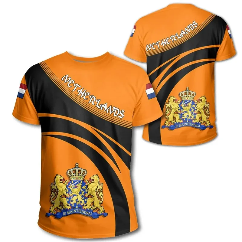 NETHERLANDS Flag 3D Print Sport Quick-dry Breathable Men Women T-Shirt Outdoor Football Uniform Team Training Fan Short-sleeve