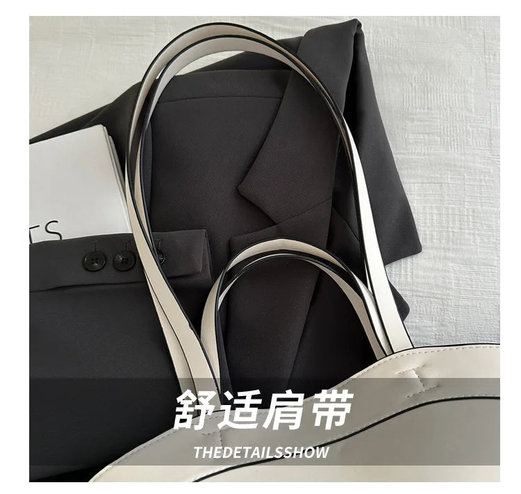 Women Tote Bag Underarm Bag Large Capacity PU Leather Shoulder Bags Vintage Solid Crossbody Bag Trendy Briefcase Bags with Purse