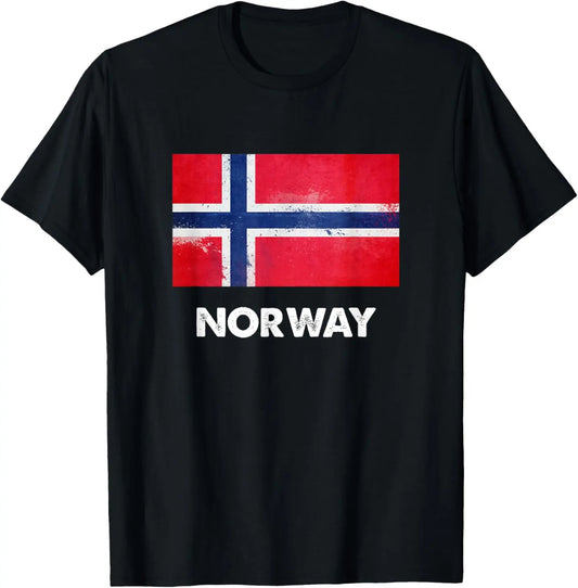 Norway Flag Graphic Short Sleeve T Shirt Patriotic Cotton Crew Neck Tee for Trip