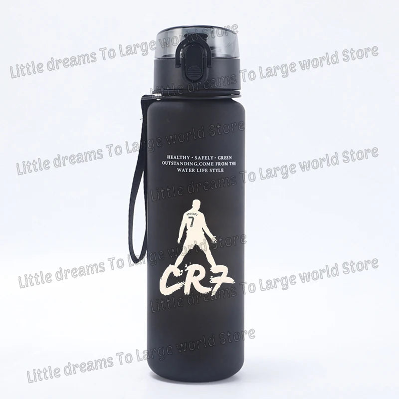 Football Cristiano Ronaldo Water Cup Portable 650ml Large Capacity Sports Plastic Drinking Bottle with Handle for Children Adult