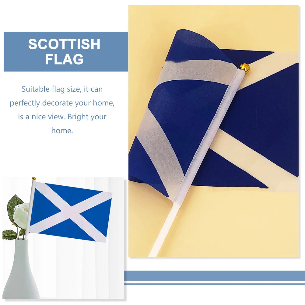 20Pcs Scotland Waving Flag Home Decor Scottish Sports Party Supplies Garden Polyester Handheld Flag Patriotic Nationalism