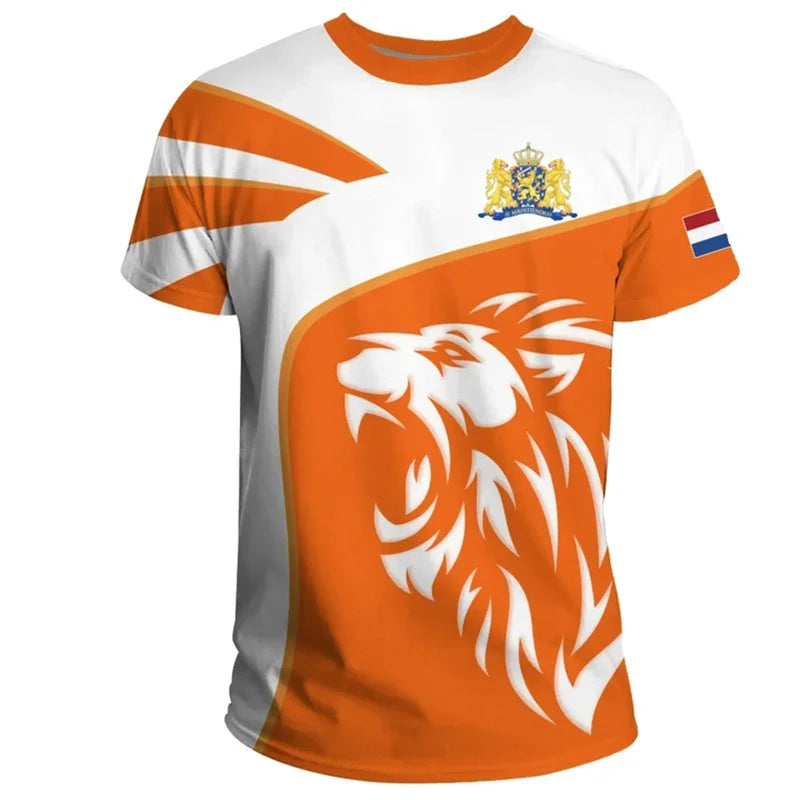 NETHERLANDS Flag 3D Print Sport Quick-dry Breathable Men Women T-Shirt Outdoor Football Uniform Team Training Fan Short-sleeve