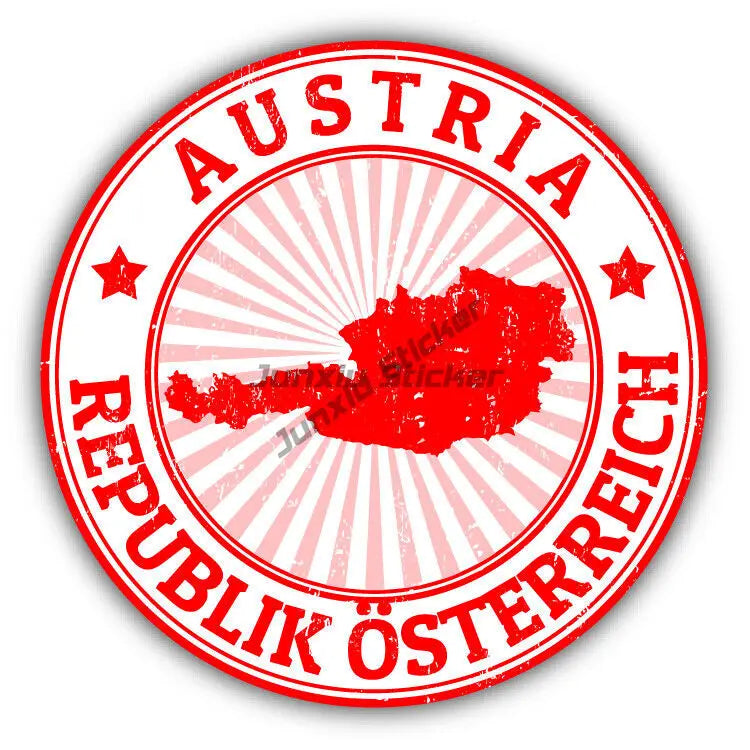 Austria Flag Map Emblem Creative PVC Stickers for Car Truck Bicycle Helmet Motorcycle Window Fridge Wall Decoration Accessories