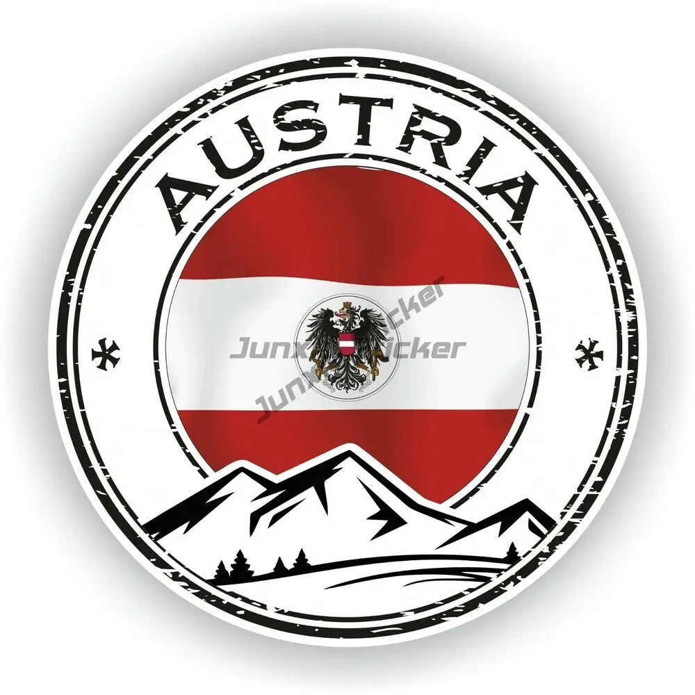 Austria Flag Map Emblem Creative PVC Stickers for Car Truck Bicycle Helmet Motorcycle Window Fridge Wall Decoration Accessories