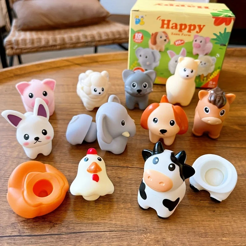 Toddler Toys,Montessori Preschool Learning Activities Animal Toy for Boys Girls,10 pcs Little People Animals Matching Games Fine