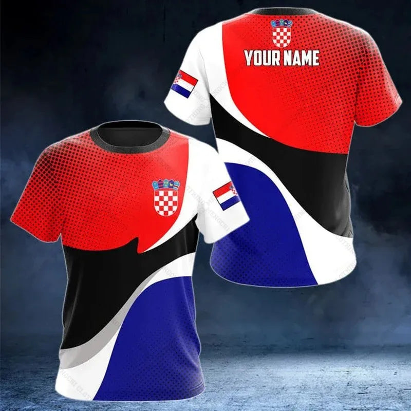 Croatia National Emblem Printing Cool Flag Fashion New Casual Men's And Women's Round Neck Short Sleeve Oversized Sports T-shirt
