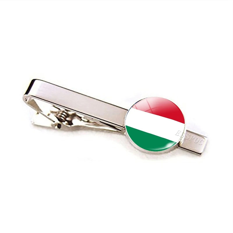 Europe Countries National Flag Tie Clips Men Fashion Metal Tie Bar Clip Spain UK France Italy Poland Flag Pins