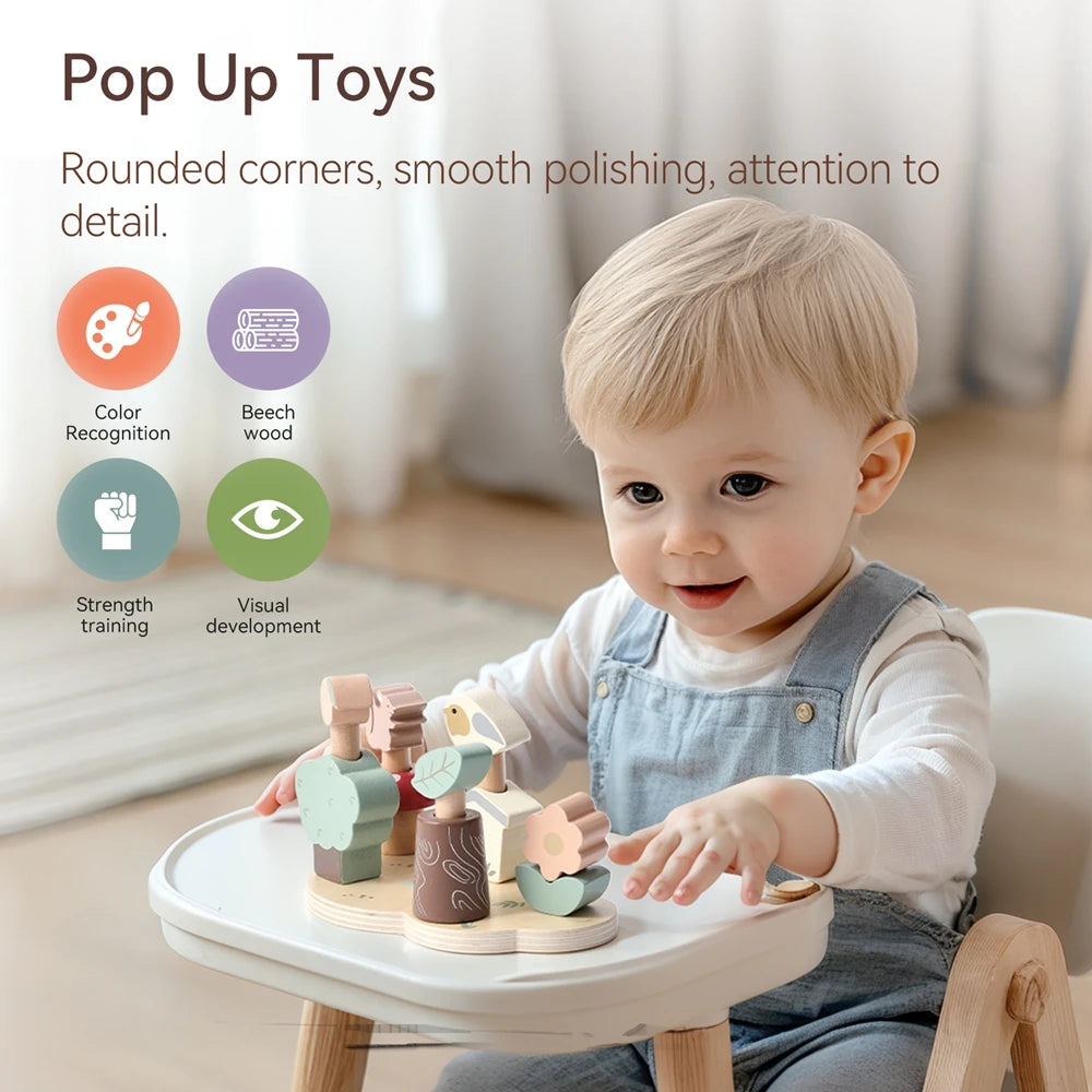 Kids Montessori Toys Color Wooden Bouncing Toys Baby Color Recognition Hand And Foot Coordination Toys Toddlers Block Game Gifts