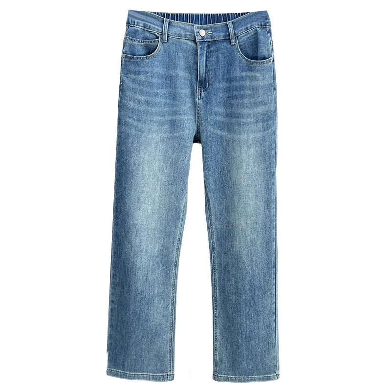 Plus Size Women's Straight Jeans Summer New Casual Thin And Simple Denim Pants