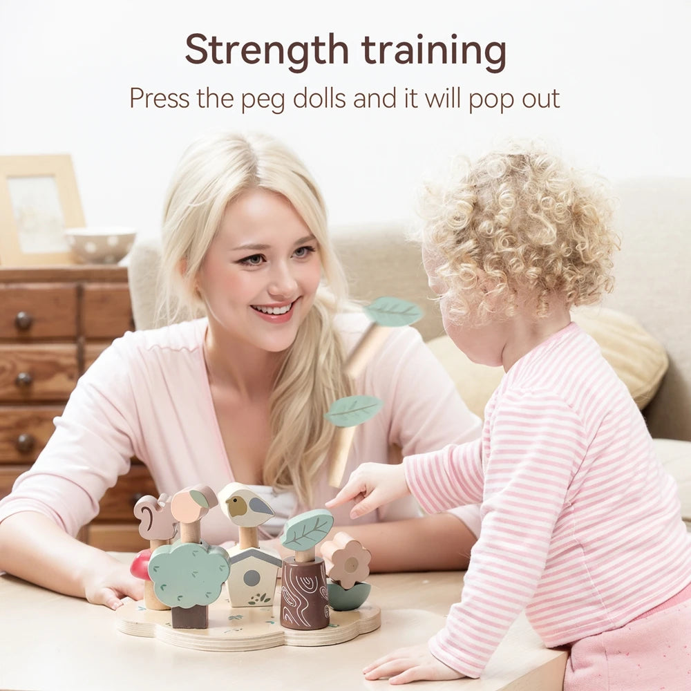 Kids Montessori Toys Color Wooden Bouncing Toys Baby Color Recognition Hand And Foot Coordination Toys Toddlers Block Game Gifts