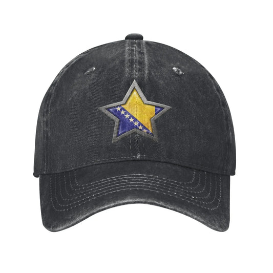 Bosnia and Herzegovina Flag Star Men Women Baseball Cap  Distressed Denim Washed Hats Cap Retro Outdoor Summer  Gift Headwear
