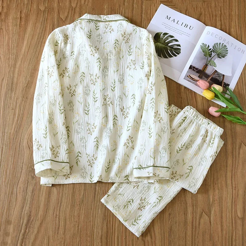 2025 Winter Women's Pajamas100% Cotton Plus Size Pajamas Flower  Printing Household Women's Pajamas Loungewear Autumn Sleepwear