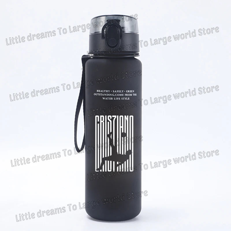 Football Cristiano Ronaldo Water Cup Portable 650ml Large Capacity Sports Plastic Drinking Bottle with Handle for Children Adult