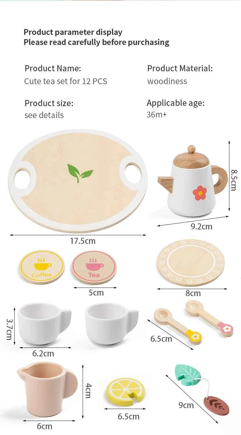 Kids Pretend Play Toys Popular Kids Kitchen Toys Realistic Wooden Tea Set Party Toy Set