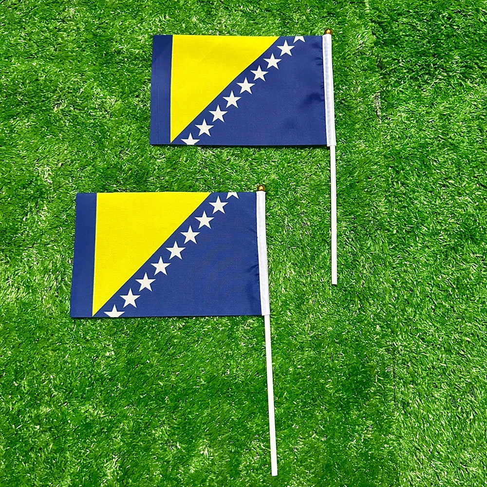 Bosnia and Herzegovina Flag 21*14cm  Bosnia and Herzegovina Hand Waving Flags For Sports Activity