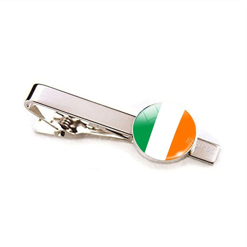 Europe Countries National Flag Tie Clips Men Fashion Metal Tie Bar Clip Spain UK France Italy Poland Flag Pins