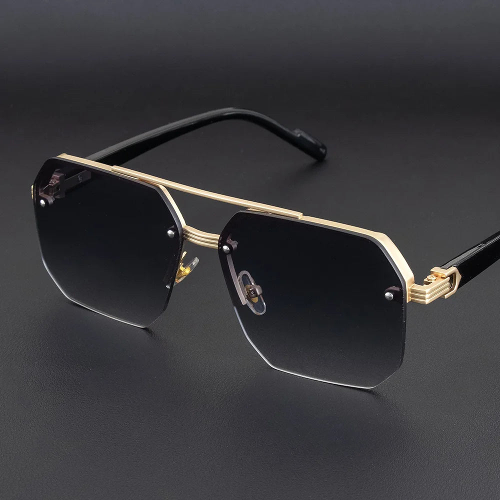 New Retro Double Bridges Square Eyewear Metal Men Sunglasses Fashion Gradient Shades UV400 Women Sun Glasses