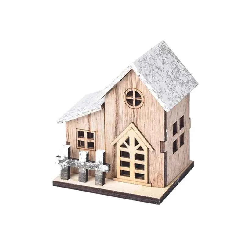 1pc Luminous Wooden House Ornaments, Christmas Decorations, Luminated LED Wooden Christmas Houses Christmas Tabletop Decorations