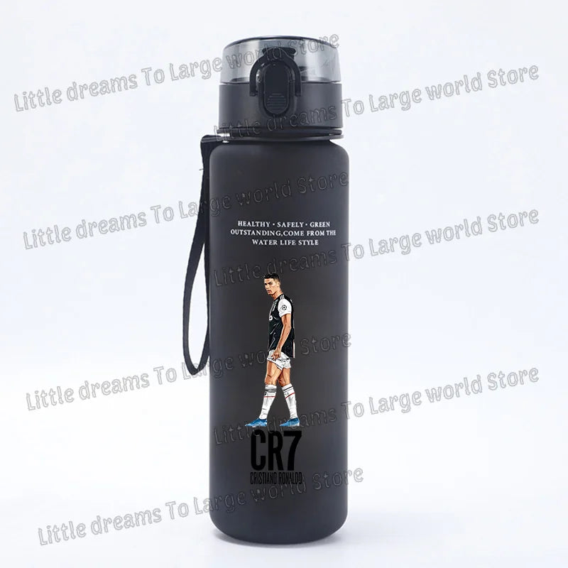 Football Cristiano Ronaldo Water Cup Portable 650ml Large Capacity Sports Plastic Drinking Bottle with Handle for Children Adult