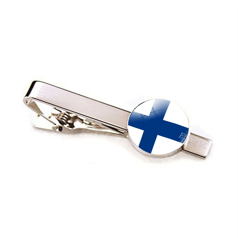 Europe Countries National Flag Tie Clips Men Fashion Metal Tie Bar Clip Spain UK France Italy Poland Flag Pins