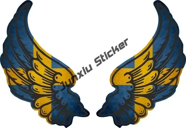 Sweden Flag Wings Creative Motorcycle Car Stickers Decal Anime Cute Accessories Swedish Air Force Decoration Glue Sticker