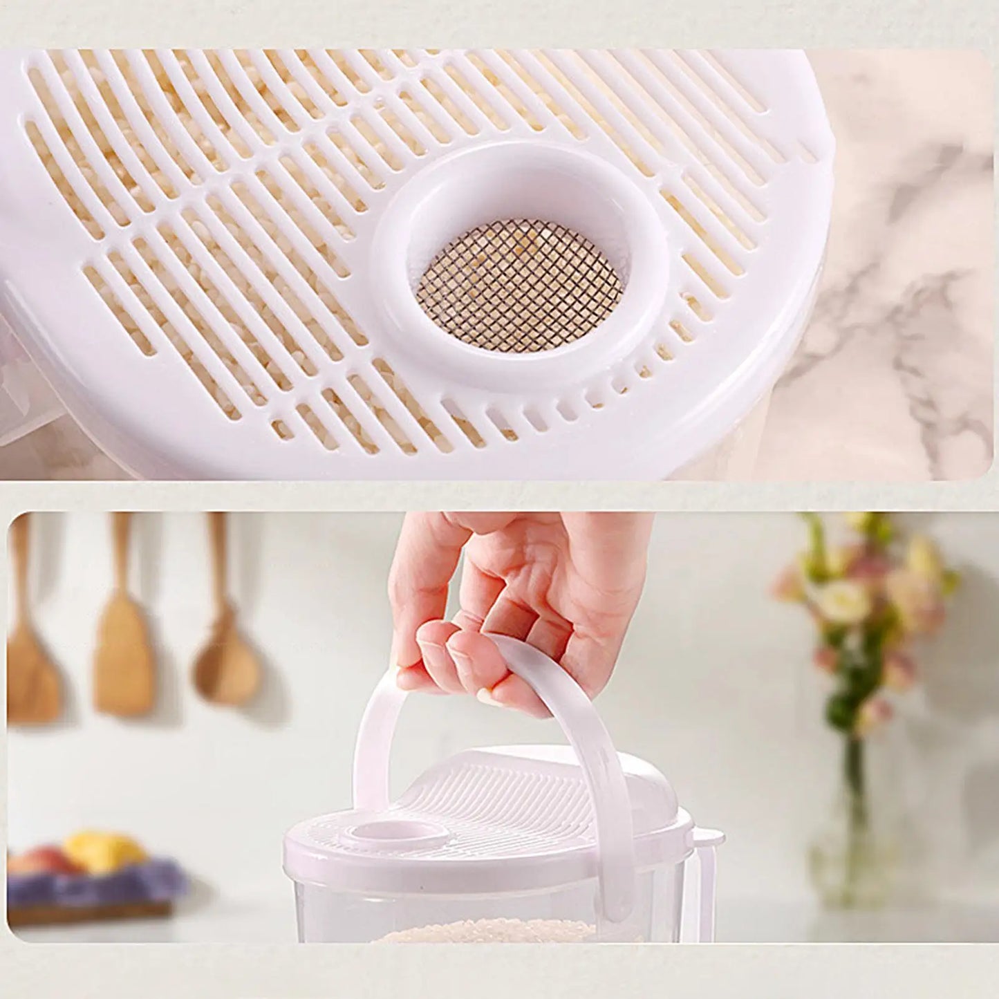 Kitchen Free Hand Washing Washing Rice Washing Vegetables Fruit and Vegetable Drain Basket Plastic Counter Flow Rice Washer