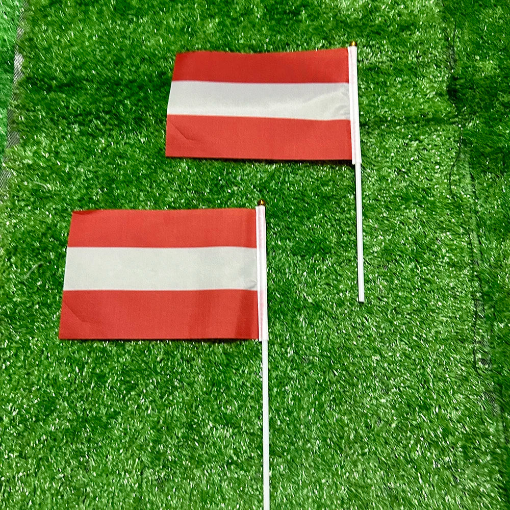 SKY FLAG Austria hand Flag 10/20/50/100pcs 21*14cm Austria Hand Waving Flags With plastic pole For Sports Activity Home Decor