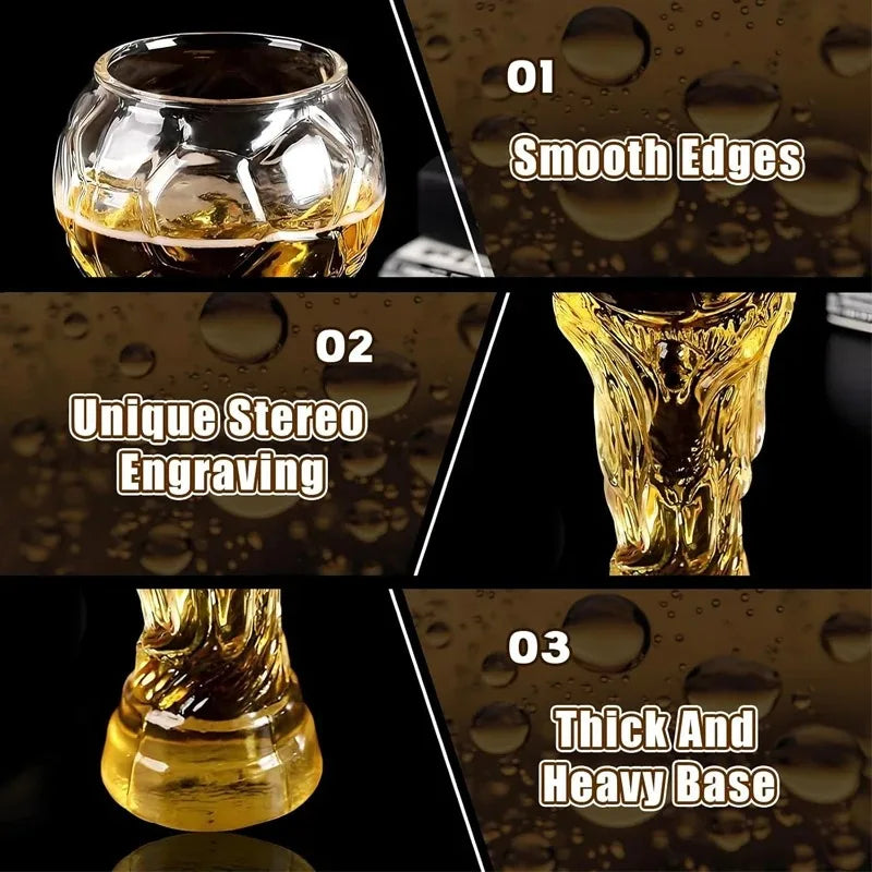 World Football Trophy Shape Beer Glass, High Borosilicate Glass, 450ml/600ml/800ml, Fan Gift for 2026 Soccer Matches & Parties
