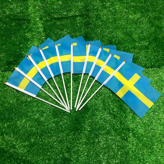 SKY FLAG Sweden hand flag 14x21cm polyester double side penetration Sweden Swedish hand Flag for decoration