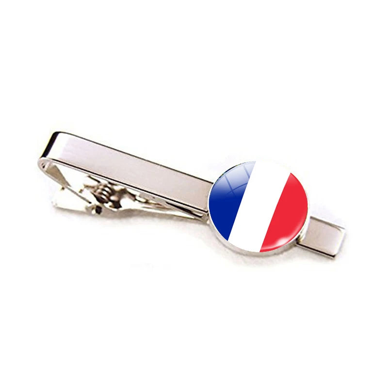 Europe Countries National Flag Tie Clips Men Fashion Metal Tie Bar Clip Spain UK France Italy Poland Flag Pins