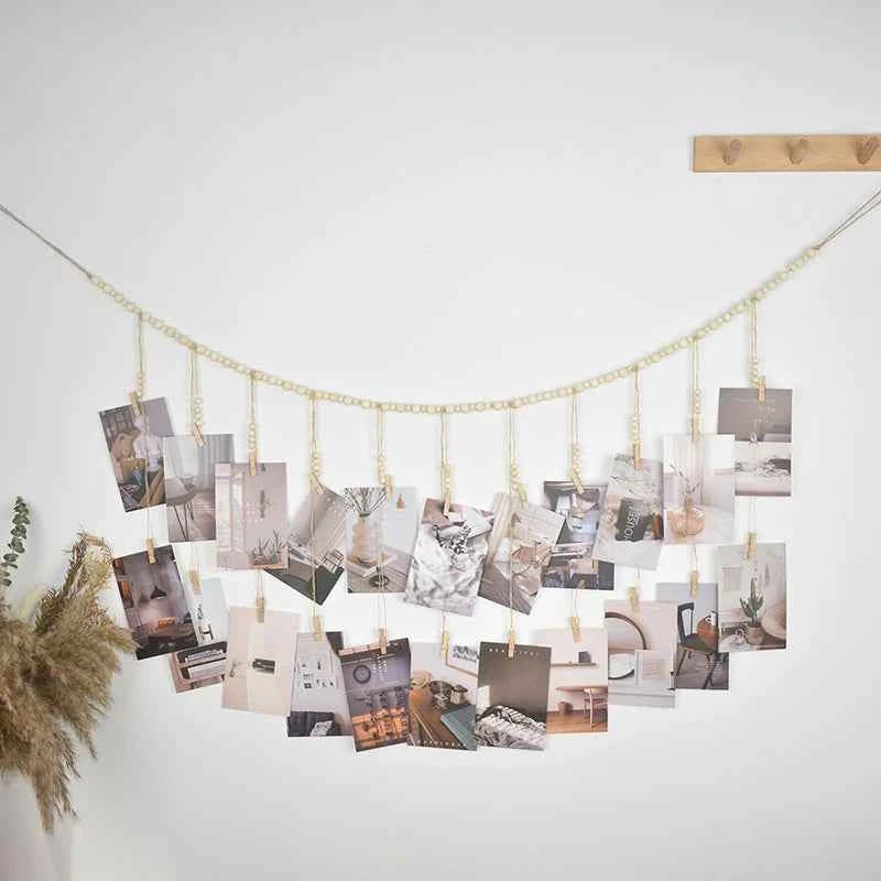 Photo Display Wall Hanging Decor Boho Home Decoration Wooden Beads Macrame Tapestry For Wall Hanging Room Decors Aesthetic Gift