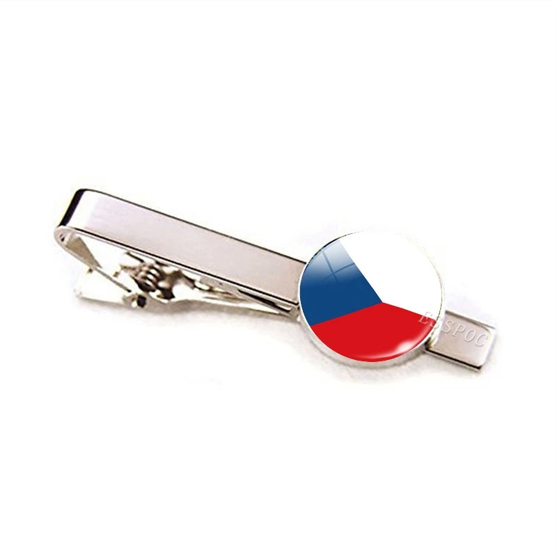 Europe Countries National Flag Tie Clips Men Fashion Metal Tie Bar Clip Spain UK France Italy Poland Flag Pins