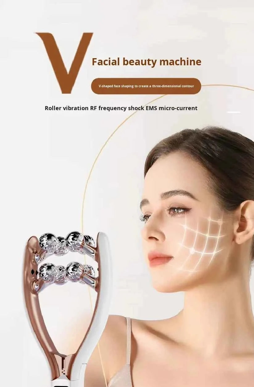 Anti-aging Ems microcurrent roller facial shaping device - V-ray radiofrequency beauty firmening and lifting facial massage