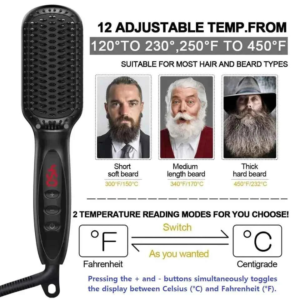 Electric Beard Comb Hair Straightener Brush Hot Hair Brushes Straightener Hair Anti-scalding Ceramic Beard Straightening Brush