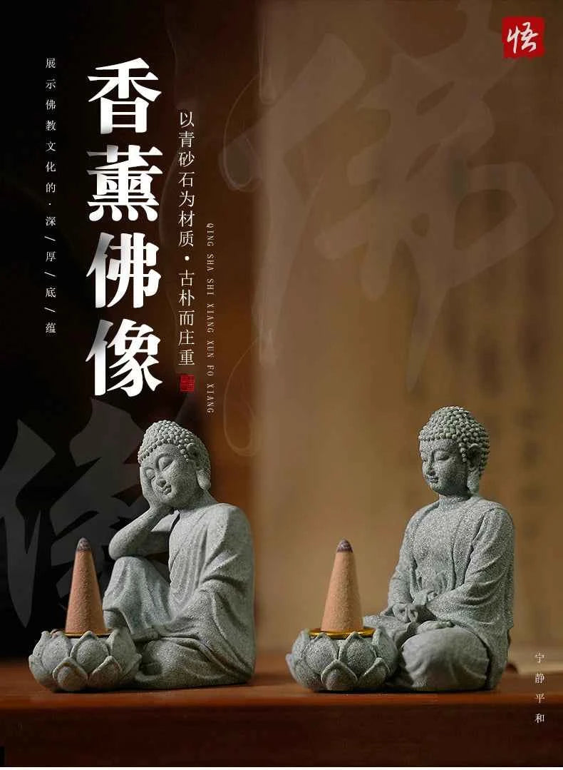 Household aromatherapy decorations new Chinese new ornaments living room Zen tea desktop crafts small sitting Buddha sculpture