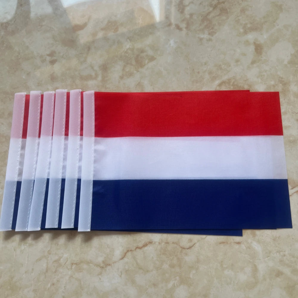 Netherlands Flags Small Stick Dutch Nederlands 14x21cm Polyester Handheld National Netherlandish Flag With Flagpole